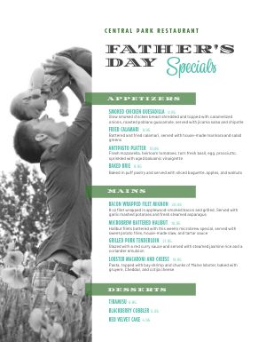 Simple Fathers Day Menu
