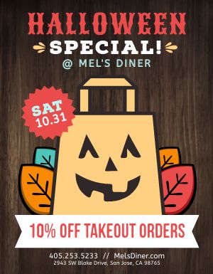 Halloween Takeout Sign