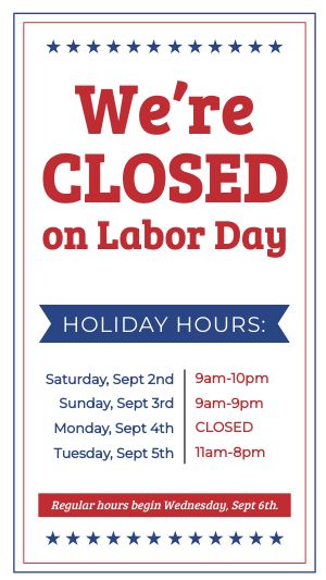 Closed Labor Day Facebook Story