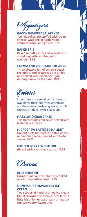 4Th Of July Menu Template