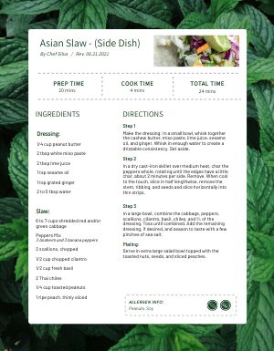 Foliage Recipe Card