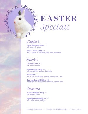 Easter Bunny Menu