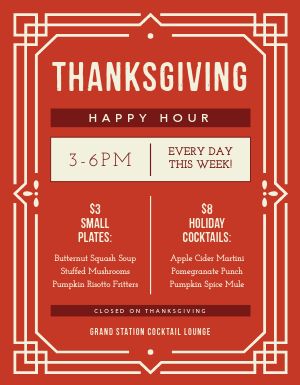 Thanksgiving Happy Hour Flyer