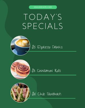 Green Daily Specials Sandwich Board