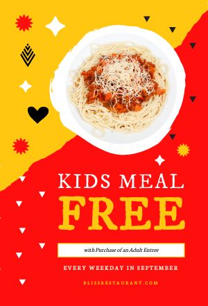 Free Kids Meals Table Tent