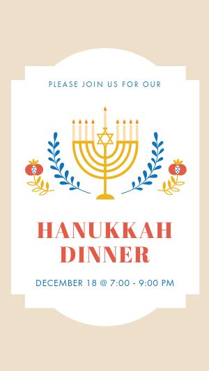 Simple Hanukkah Dinner Facebook Story