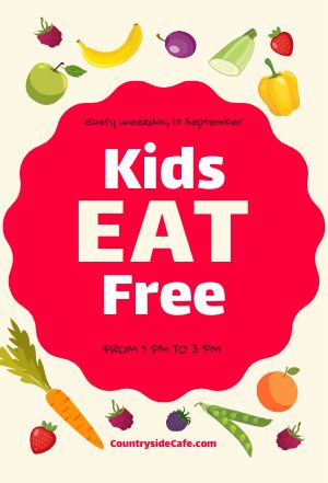 Colorful Kids Eat Free Table Tent