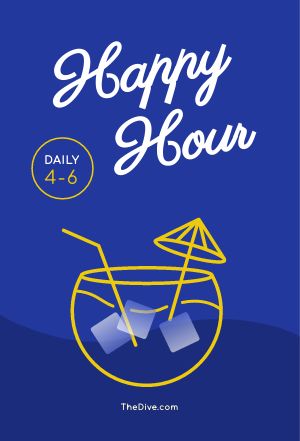 Blue Daily Happy Hour Table Tent