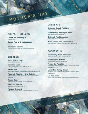 Geode Mothers Day Menu