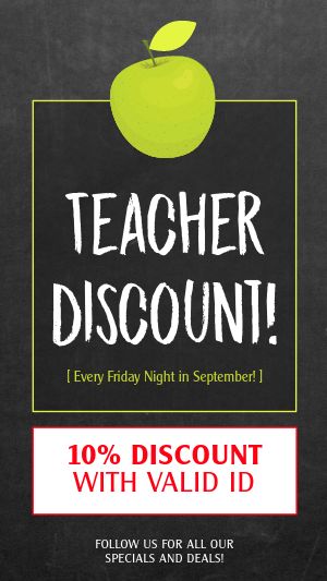 Chalkboard Teacher Discount IG Story