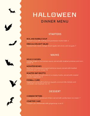 Bats Halloween Menu