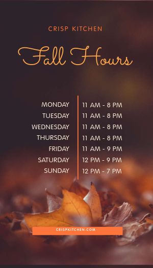 Leafy Fall Hours Digital Poster