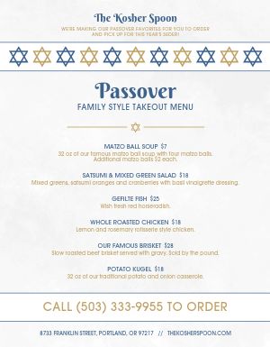 Passover Menu