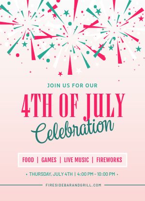 Pink 4th of July Tabletop Insert