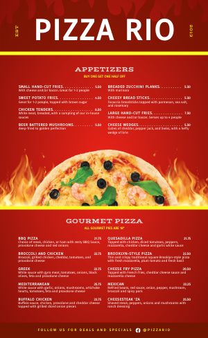 Bold Pizza Menu