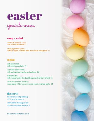 Pastel Easter Menu