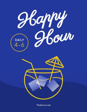 Blue Daily Happy Hour Flyer