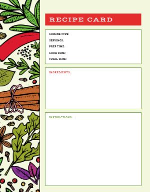 Vegetable Recipe Card