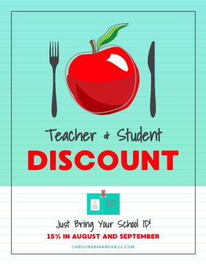 Teacher and Student Discount Flyer