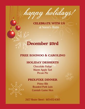Holiday Dinner Flyer Template by MustHaveMenus