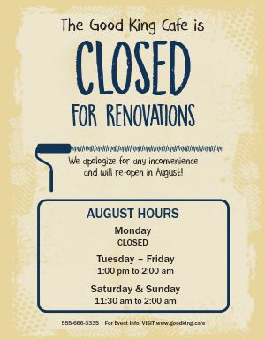Closed for Renovation Flyer