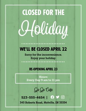 Closed For Holiday Flyer