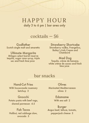 Cocktail Hour Table Card