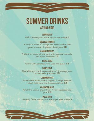 Summer Drinks Menu
