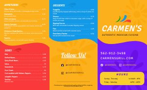 Colorfully Loud Mexican Takeout Menu