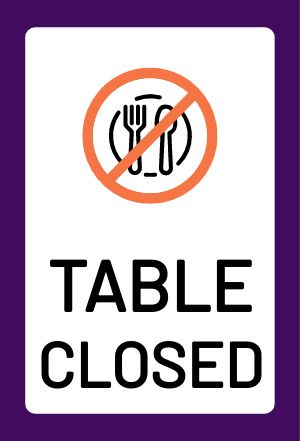 Table Closed Table Display