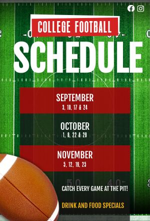 College Football Schedule Table Tent