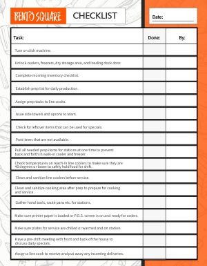 Orange BOH Checklist