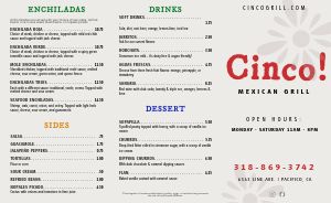 Simple Mexican Dinner Takeout Menu