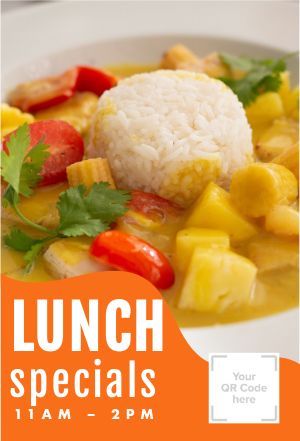 Orange Lunch Specials Table Tent