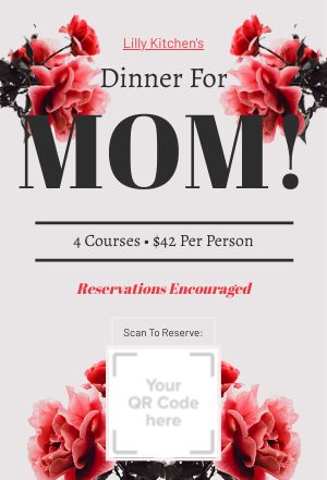 Red Floral Mothers Day Table Tent