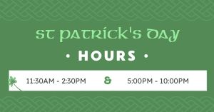 Simple St Patricks Day Hours Facebook Post