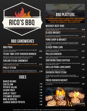 Flaming BBQ Food Truck Sandwich Board