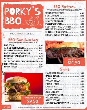 Red BBQ Food Truck Sandwich Board