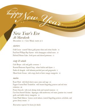 Menu For New Years Eve
