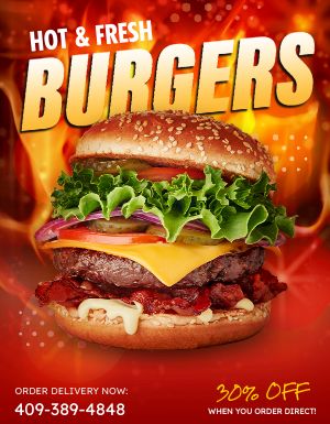 Flaming Burger Flyer