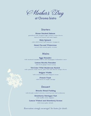 Mothers Day Special Menu