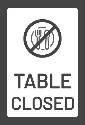Table Closed Table Sign