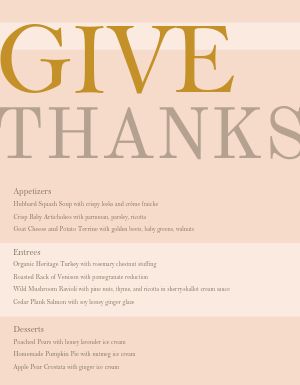 Give Thanks Thanksgiving Menu