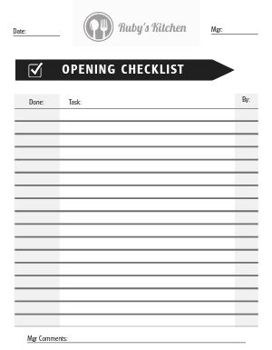 Simple Opening Checklist