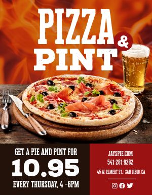 Pizza and Pint Specials Flyer