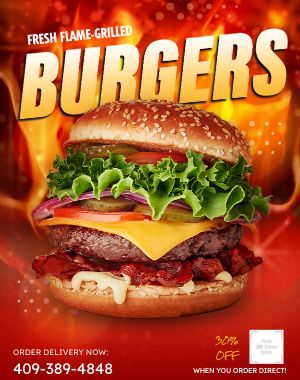 Flaming Burger Poster