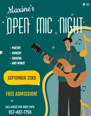 Illustrated Open Mic Night Poster