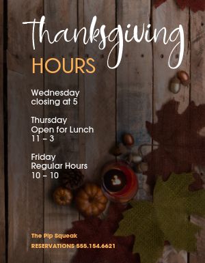 Thanksgiving Holiday Hours Flyer 