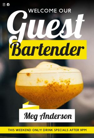 Yellow Guest Bartender Table Tent