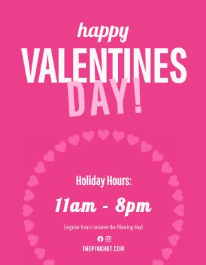 Pink Valentines Day Hours Flyer